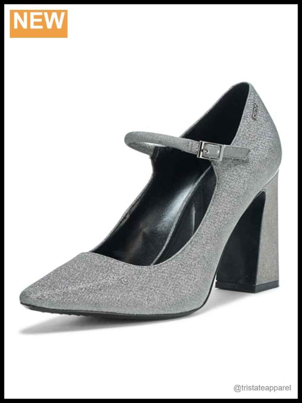 Mary Jane Block Heel Closed Toe Ankle Strap Pointed Toe Evening Sandal